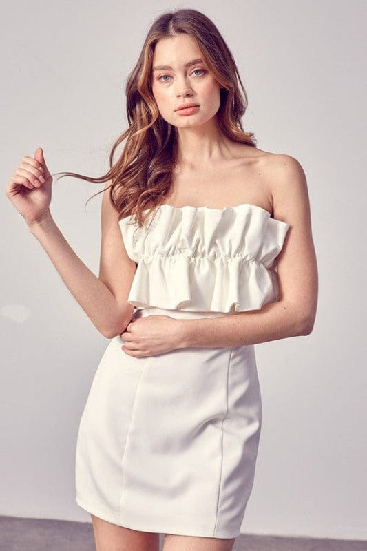 ONE SHOULDER RUFFLE DETAIL DRESS