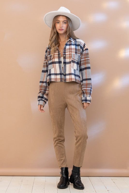 PLAID CROP SHIRT JACKET