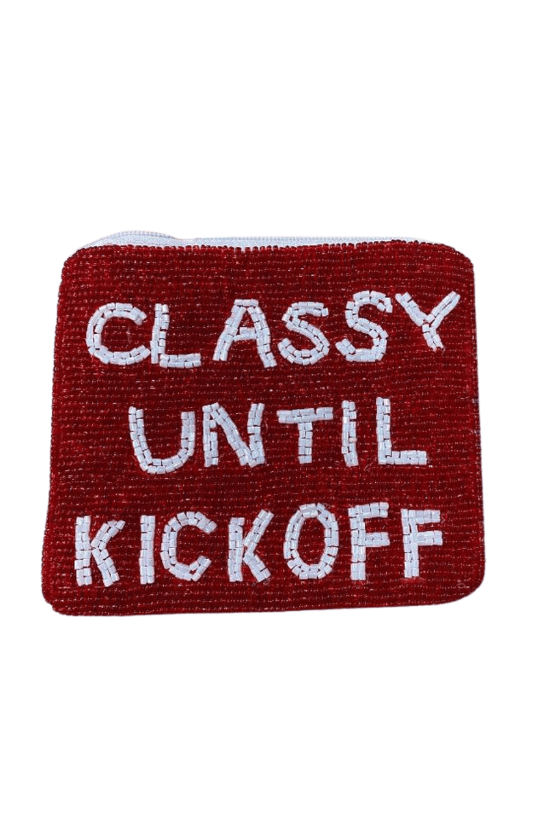CLASSY UNTIL KICKOFF BEADED COIN PURSE
