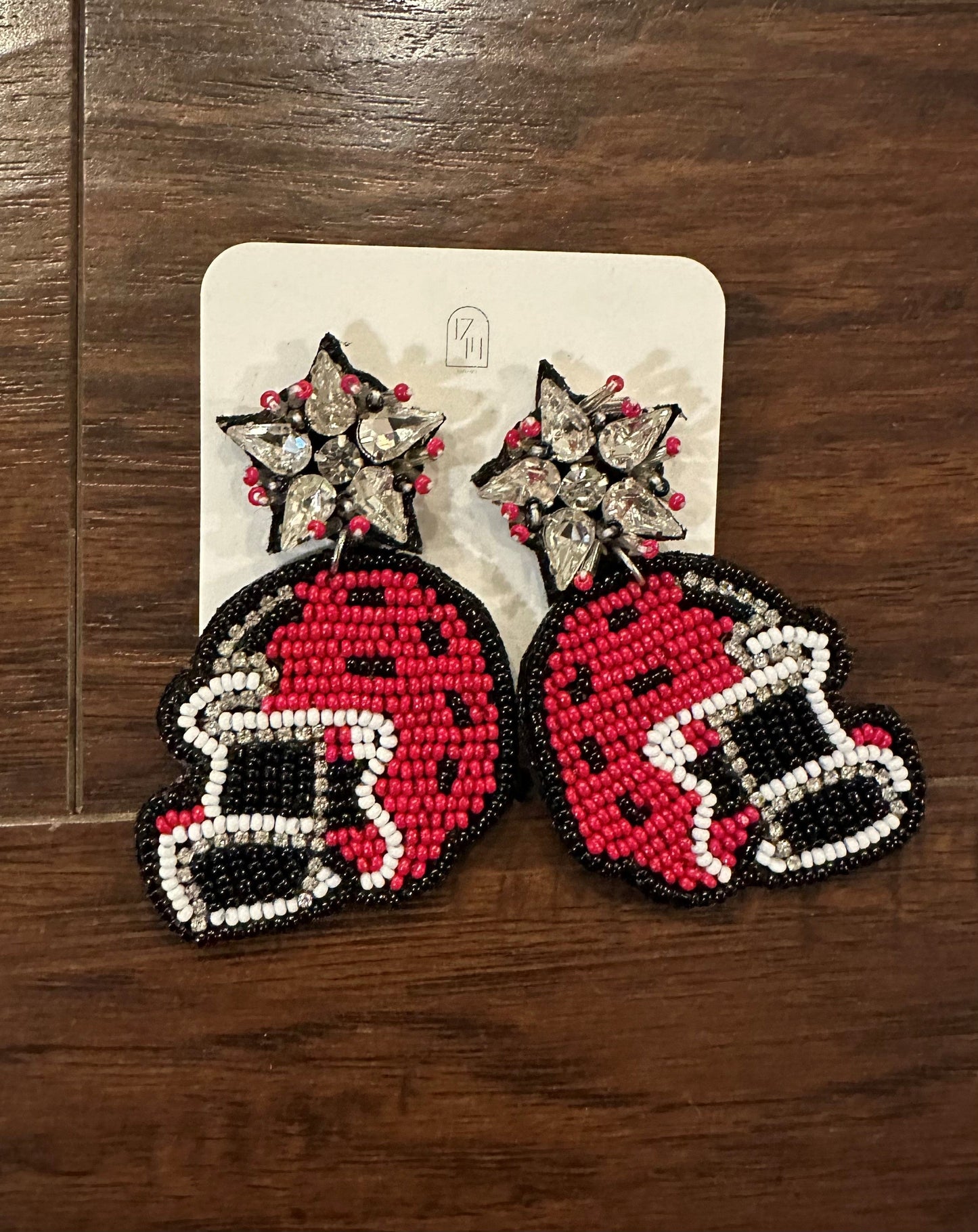 GAME DAY HELMET EARRINGS-RED AND MAROON