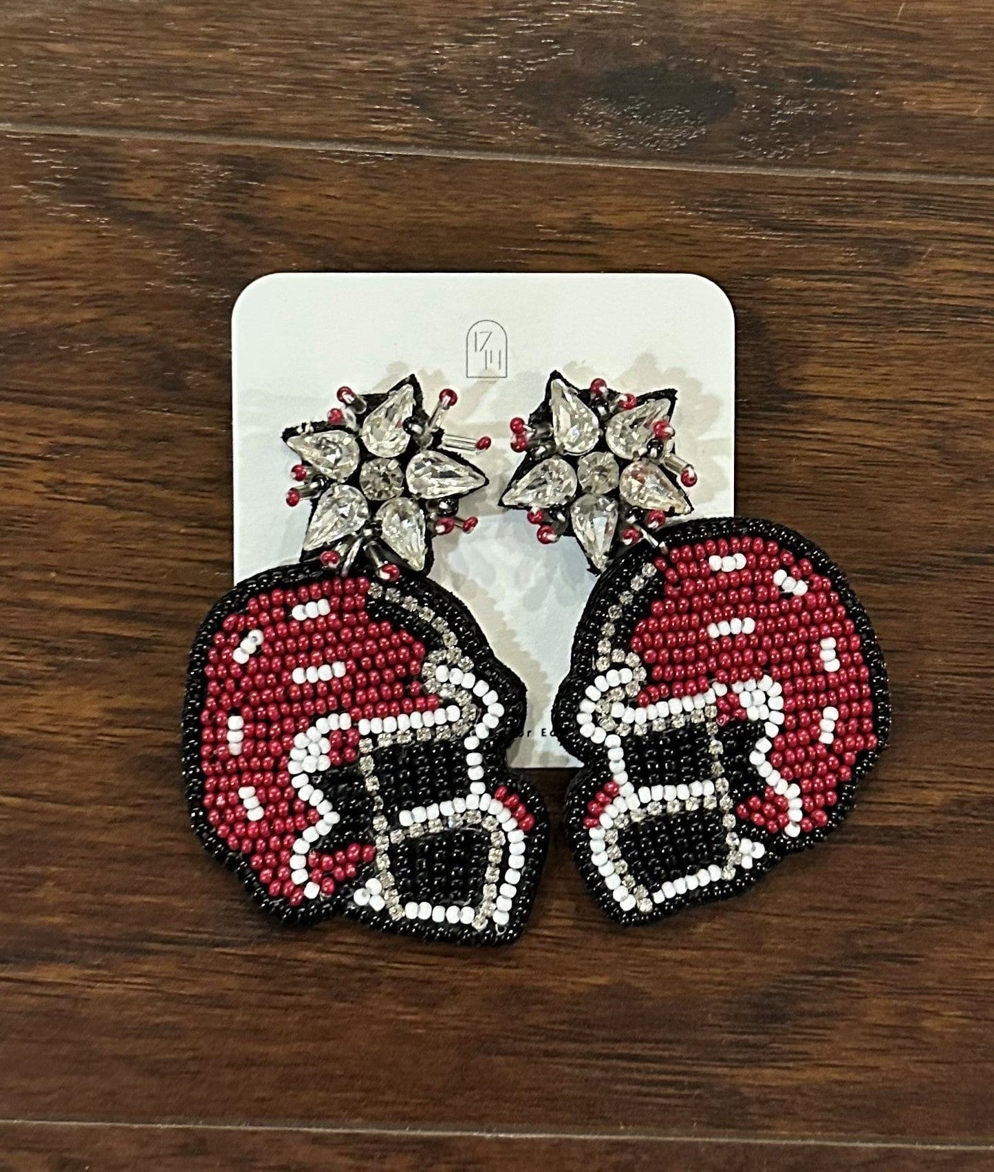 GAME DAY HELMET EARRINGS-RED AND MAROON