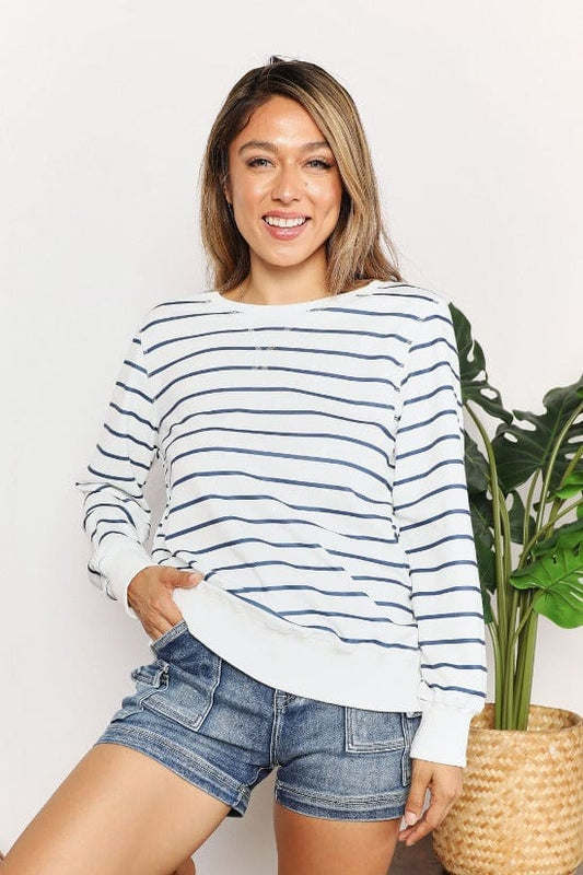 DOULE TAKE STRIPED LONG SLEEVE TOP