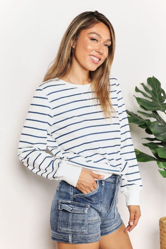 DOULE TAKE STRIPED LONG SLEEVE TOP