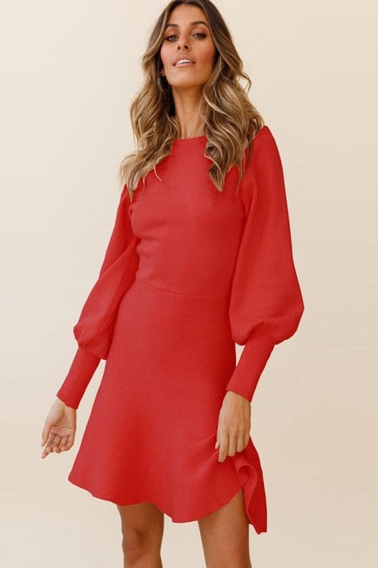 LANTERN SLEEVE SWEATER DRESS